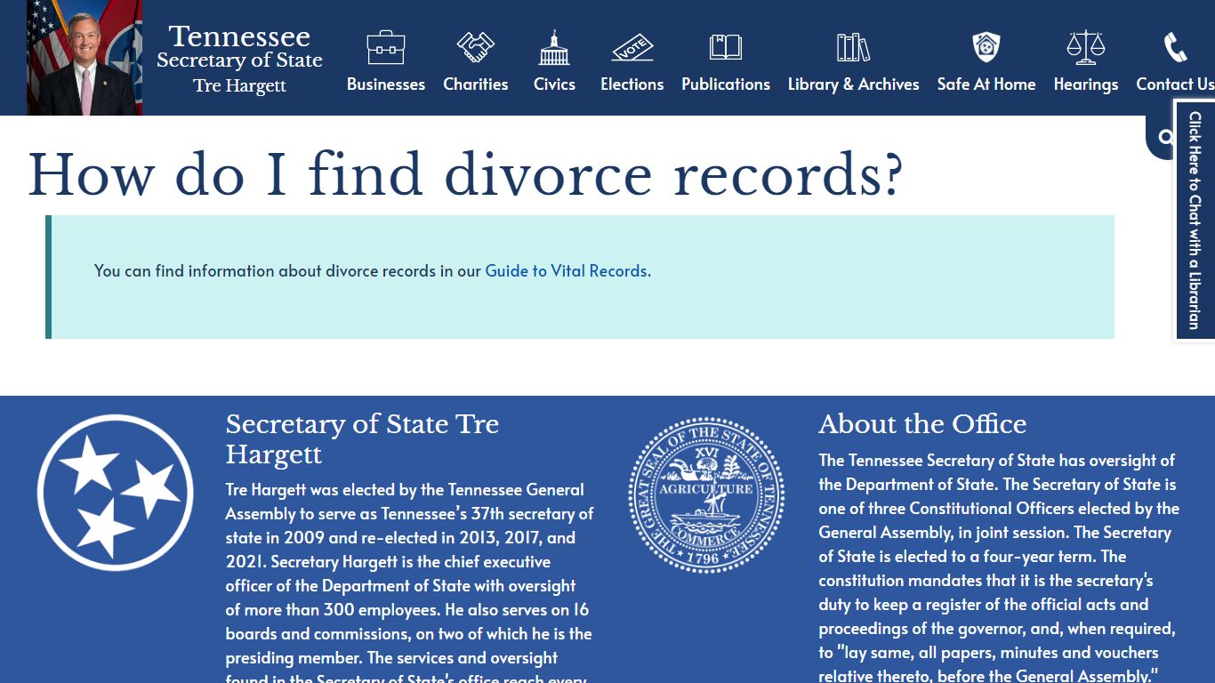 How do I find divorce records? | Tennessee Secretary of State